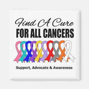Find a Cure Ribbons For All Cancers Magnet