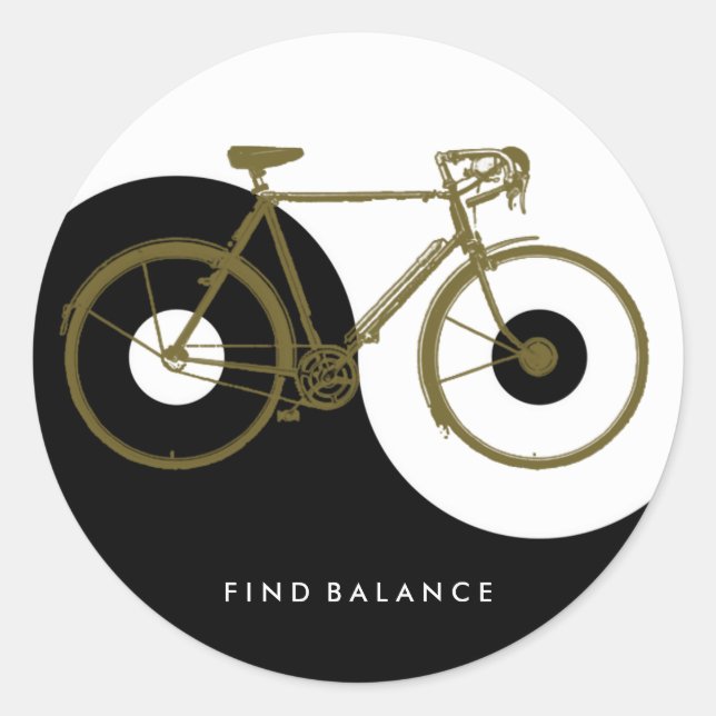 FIND BALANCE / yin yang bicycle Classic Round Sticker (Front)