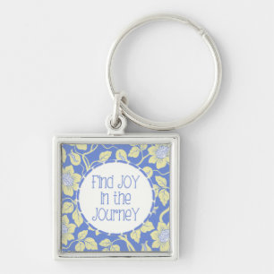 Find JOY in the JOurneY typography blue yellow Key Ring