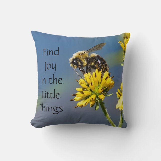Find Joy in the Little Things Bee Throw Pillow (Front)