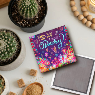 Find Joy Inspirivity Purple Fun Floral Inspiring Magnet