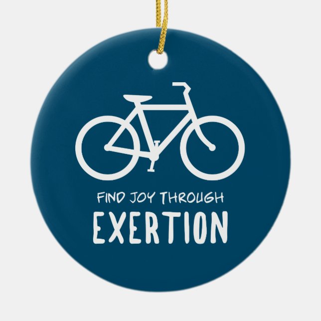 Find Joy Through Exertion Cycling Ceramic Tree Decoration (Front)