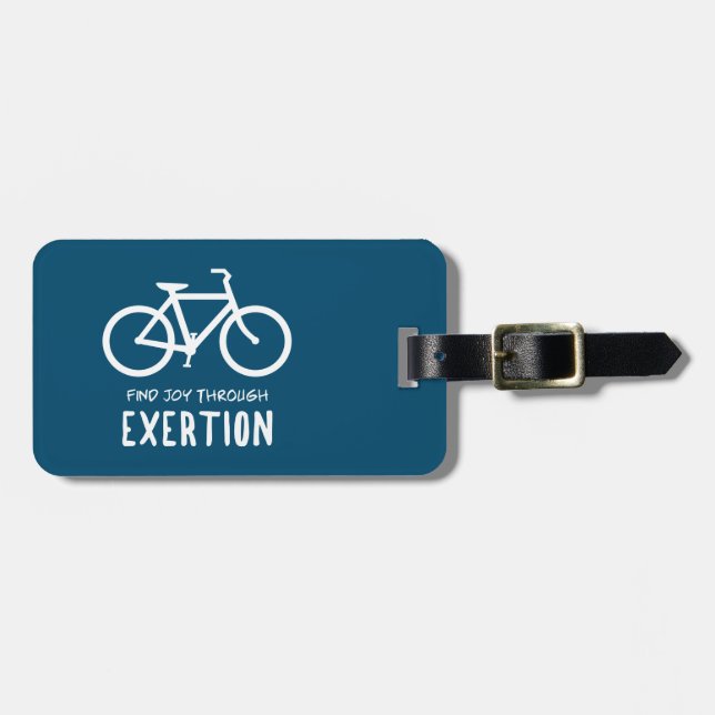 Find Joy Through Exertion Cycling Luggage Tag (Front Horizontal)