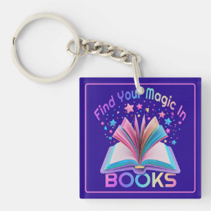 Find Magic In Books Purple And Pink Key Ring