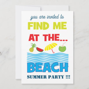 Find Me At The Beach Summer Party Invitation