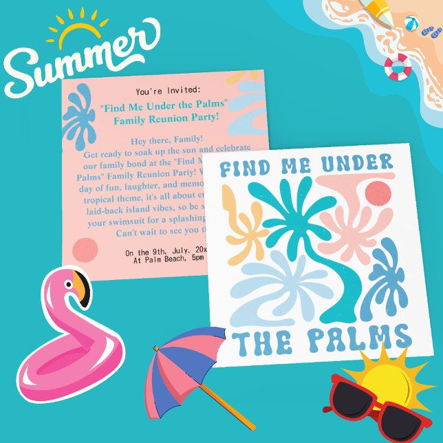 Find me under the Palms Family Reunion Invitation (Find me under the Palms Family Reunion Invitation)