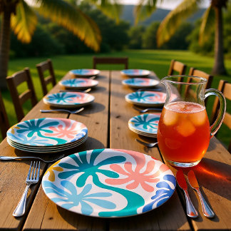 Find Me Under the Palms Tropical Summer Parties Paper Plate