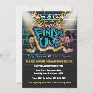 Find 'N Out Invitation! Gender Reveal! Hip Hop! Invitation