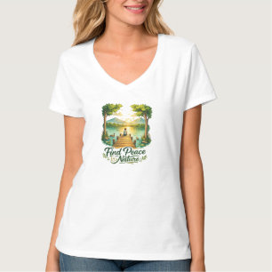 Find Peace in Nature Sunset Lake Scenic Art Women' T-Shirt
