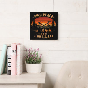 Find Peace in the Wild Square Wall Clock