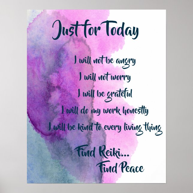 Find Reiki, Find Peace Blue Purple watercolor Poster (Front)