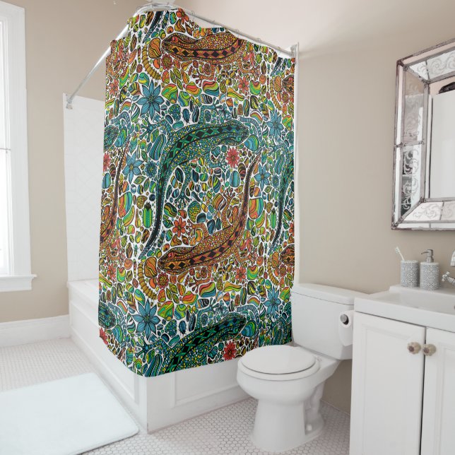 Find the geckos shower curtain (In Situ)