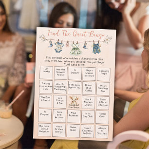 Find The Guest Baby Shower Clothesline Bingo Card 