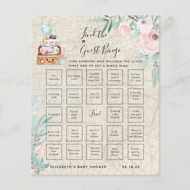 Find The Guest Bingo | Baby Shower Game (Front)