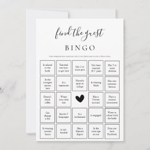 Find the Guest Bingo Game Bridal Shower Card