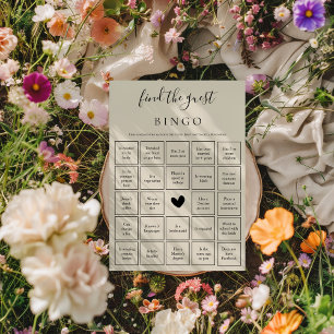 Find the Guest Bingo Game Bridal Shower Card