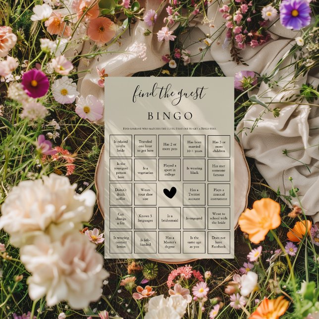Find the Guest Bingo Game  Bridal Shower Card (Creator Uploaded)
