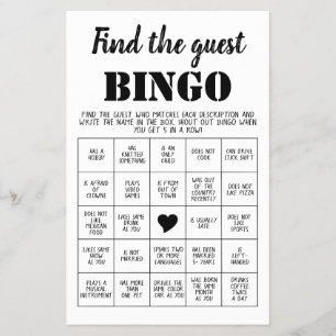Find the Guest Bingo Game Card