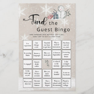 Find The Guest Bingo Winter Baby Shower Game