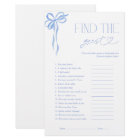 Find The Guest Blue Bow Bridal Shower Game