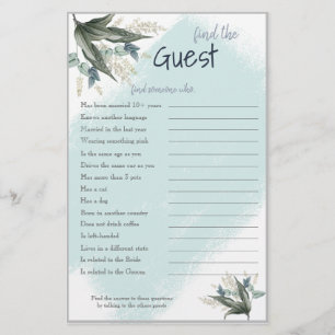 Find the Guest Bridal Game Card Flyer