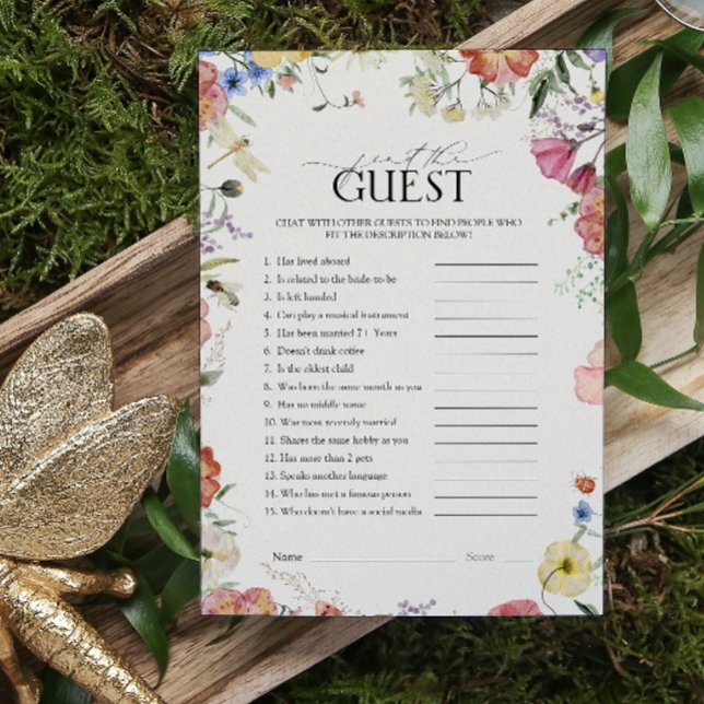 Find the Guest Pressed Floral Bridal Shower Game (Bridal Shower Game!)