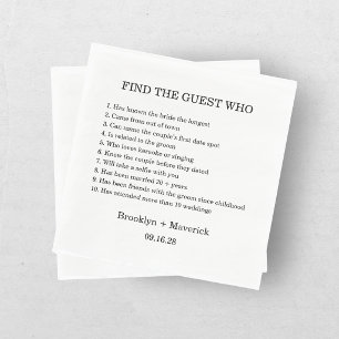 Find The Guest Who Game Wedding Reception Napkin