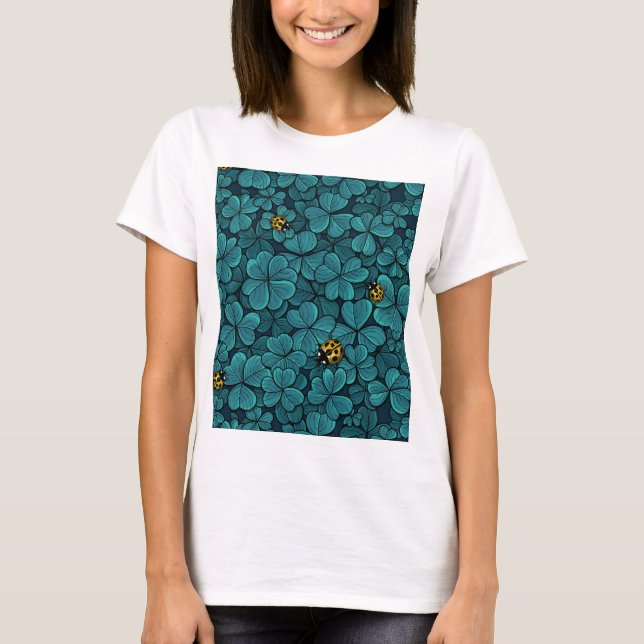Find the lucky clover in blue and yellow T-Shirt (Front)