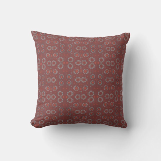 Find the Rabbit, rustic pattern, grey & terracotta Cushion (Front)