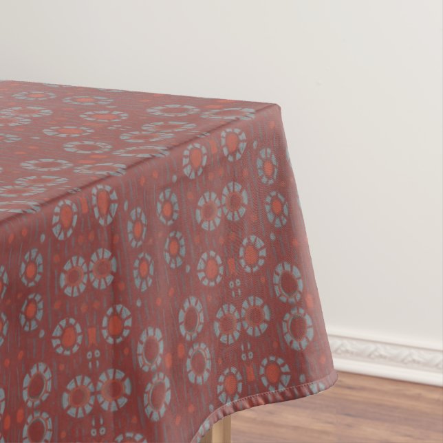 Find the Rabbit, rustic pattern, grey & terracotta Tablecloth (In Situ)