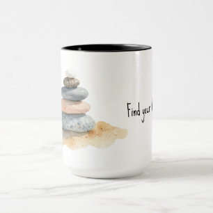 Find Your Balance Watercolour Zen Pebble Stack Mug