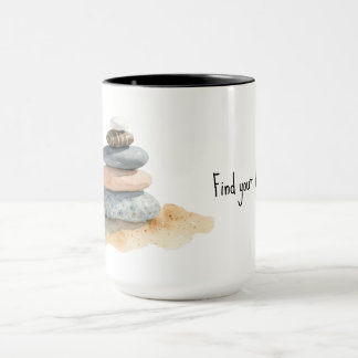 Find Your Balance Watercolour Zen Pebble Stack Mug