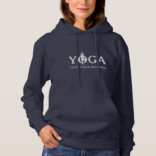 Find your balance yoga quote hoodie for women (Front)