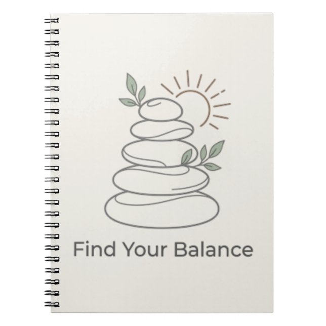 Find Your Balance Zen Aesthetic Notebook (Front)