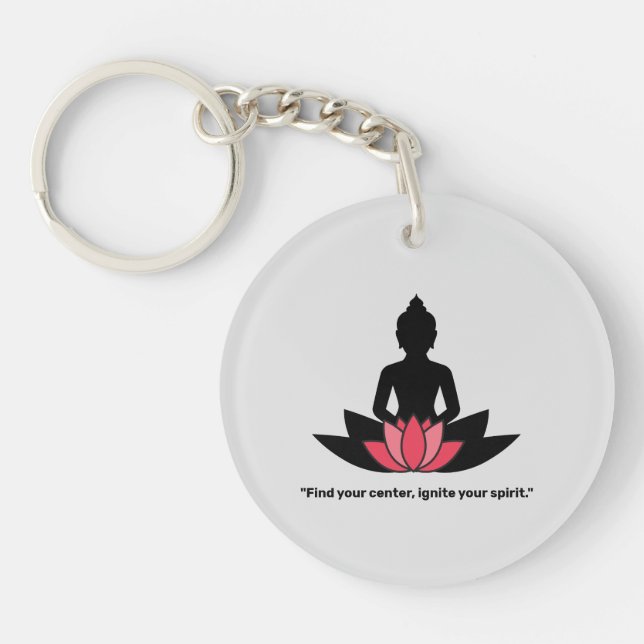 "Find your centre, ignite your spirit." YOGA LOVER Key Ring (Front)