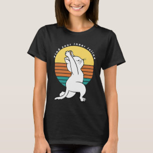 Find Your Inner Feline Retro Yoga Cat Present T-Shirt