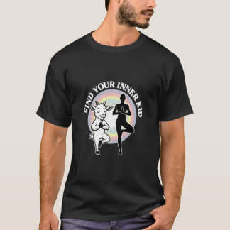 Find Your Inner Kid Goat Yoga Rainbow Zen Yoga Pos T-Shirt
