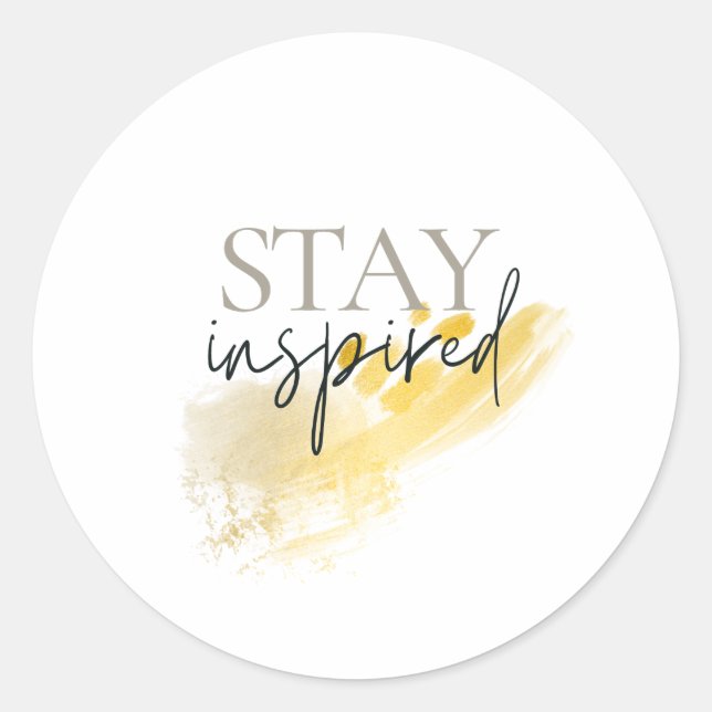 Find Your Inspiration: Elegant Gold Brush Letterin Classic Round Sticker (Front)