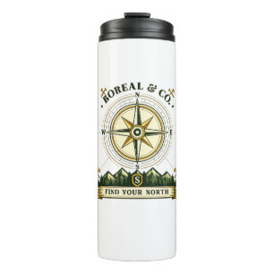 Find Your North Compass Badge BOREAL & CO Thermal Tumbler