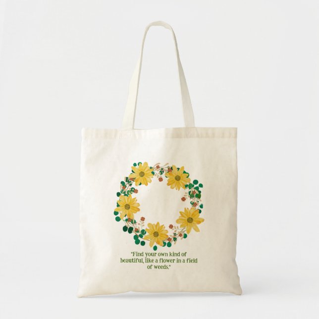 Find Your Own Kind Yellow Bohemian Wreath Tote Bag (Front)