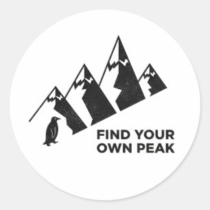 Find Your Own Peak– Inspirational Penguin Design Classic Round Sticker