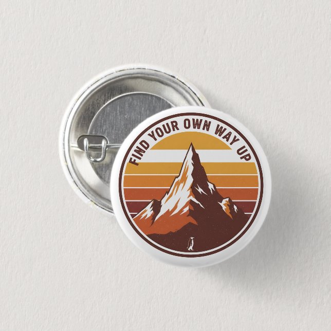 Find Your Own Way UP– Inspirational Penguin Design 3 Cm Round Badge (Front & Back)