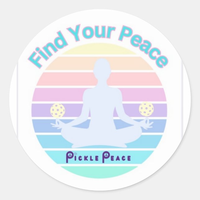 "Find Your Peace"Pickleball Stickers (Front)