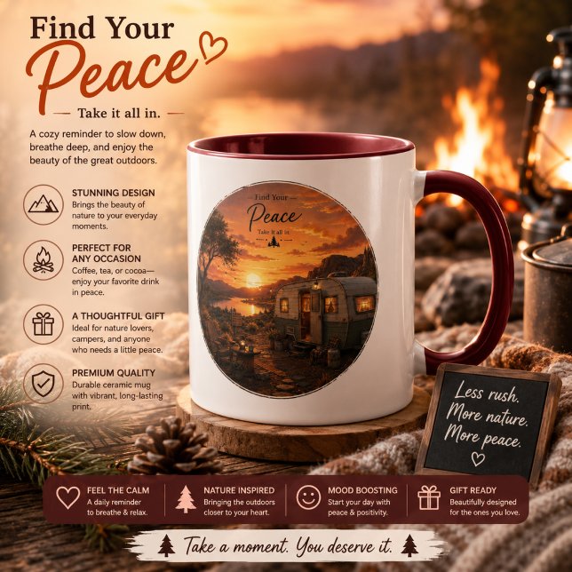 Find Your Peace Rustic Sunset Camper Mug | Cosy Na (Creator Uploaded)
