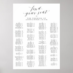 Find Your Seat Alphabetical Wedding Seating Chart