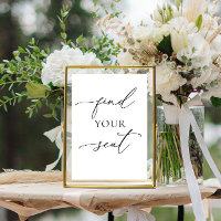 Find Your Seat Black and White Minimalist 1 Sign 