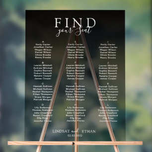 Find Your Seat! Elegant Black Transparent Wedding Acrylic Sign