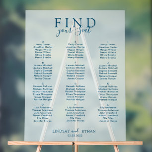 Find Your Seat! Elegant Blue Transparent Wedding Acrylic Sign