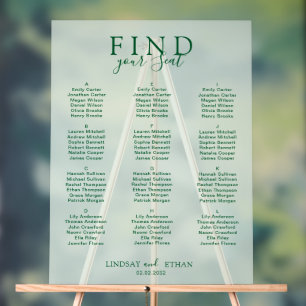 Find Your Seat! Elegant Green Transparent Wedding Acrylic Sign