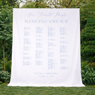  Find Your Seat Fabric Blue Wedding Seating Chart  Tapestry